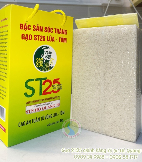 Gạo ST25 (Ông Cua) Lúa Tôm Chính Hãng Cao Cấp - Hộp 2kg