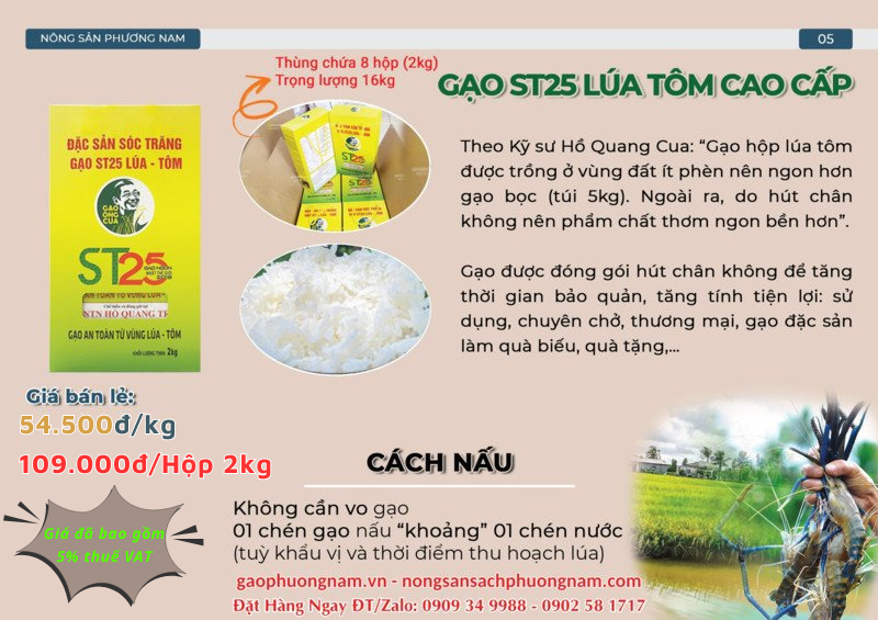 Hình ảnh về Gạo ST25 Lúa Tôm Cao Cấp - Hộp 2kg