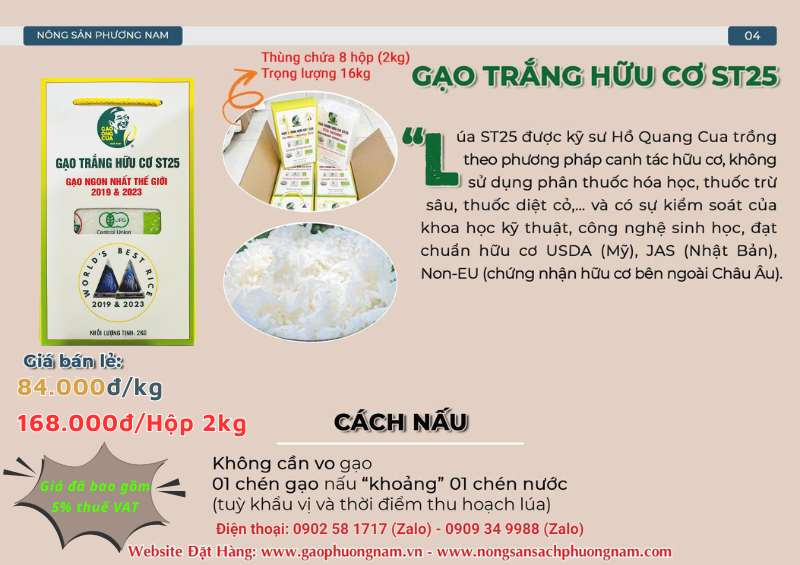 Hình ảnh về Gạo ST25 hữu cơ - Hộp 2kg