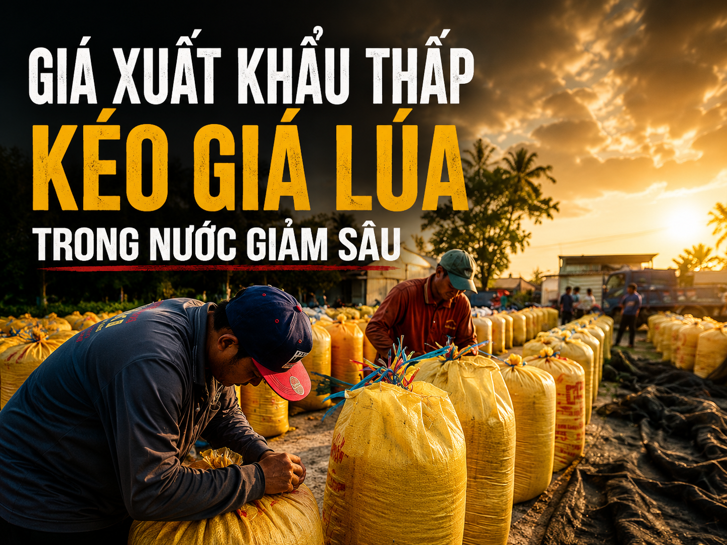 Giá xuất khẩu thấp kéo giá lúa trong nước giảm sâu