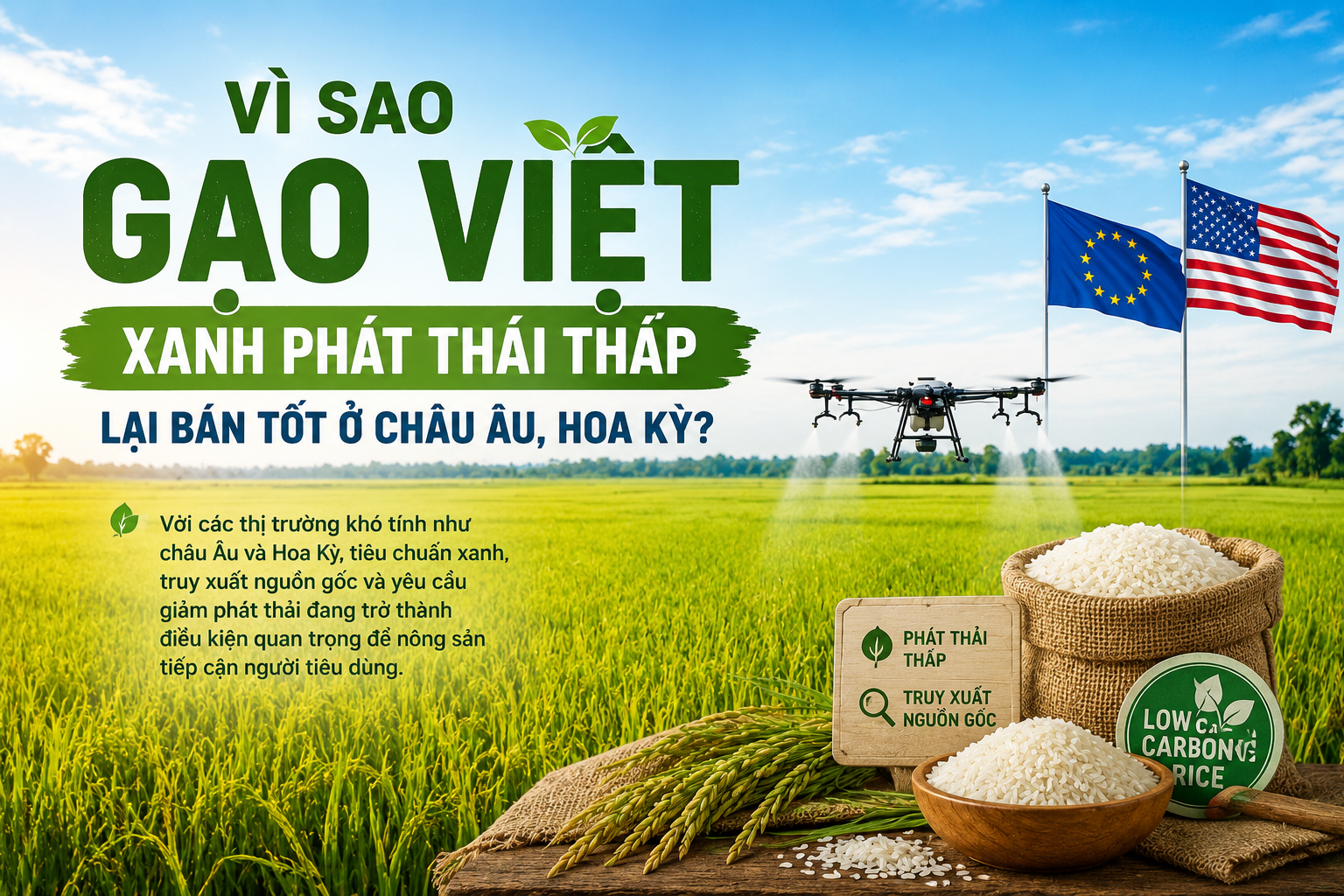 Vì sao Gạo Việt xanh phát thải thấp lại bán tốt ở châu Âu, Hoa Kỳ