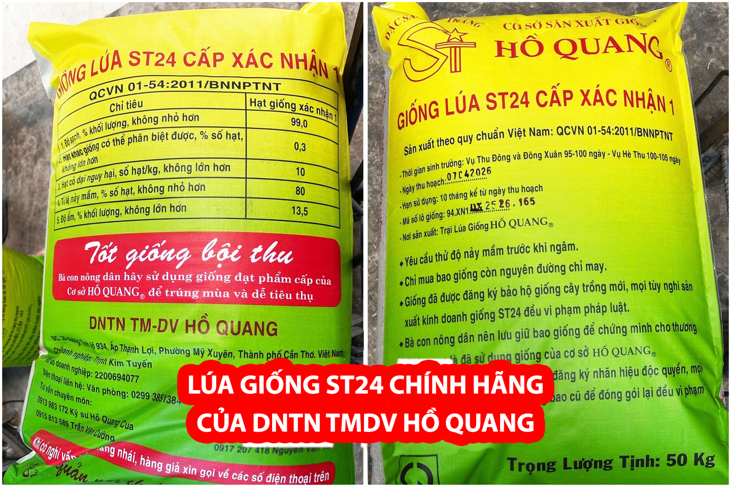 Túi lúa giống ST24 Chính Hãng Của DNTN TMDV Hồ Quang