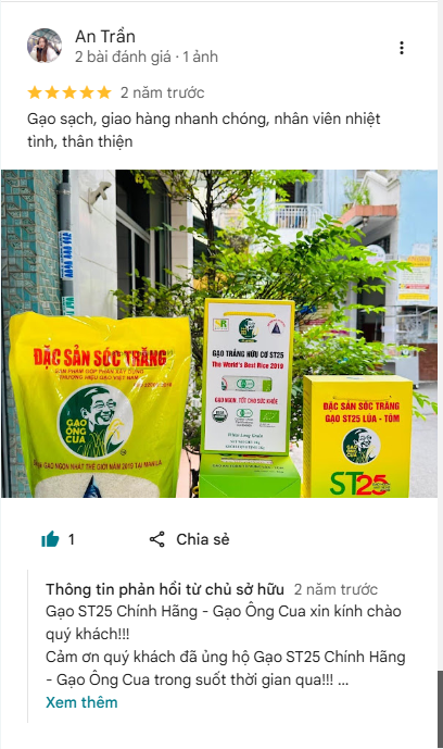 danh gia cua khach hang ve gao st25 chinh hang gao ong cua