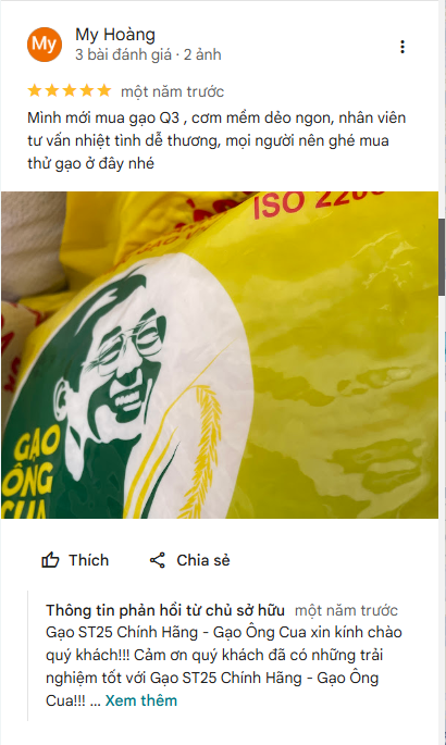 danh gia cua khach hang ve gao st25 chinh hang gao ong cua