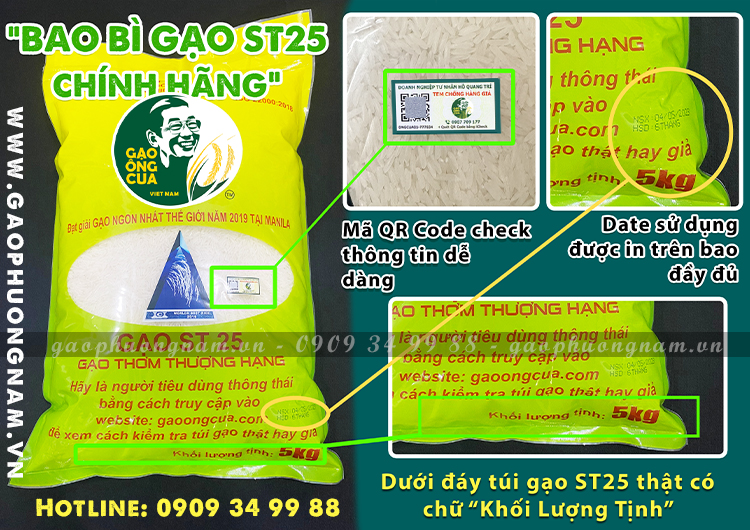 cach phan biet gao st25 that gia bang bao bi