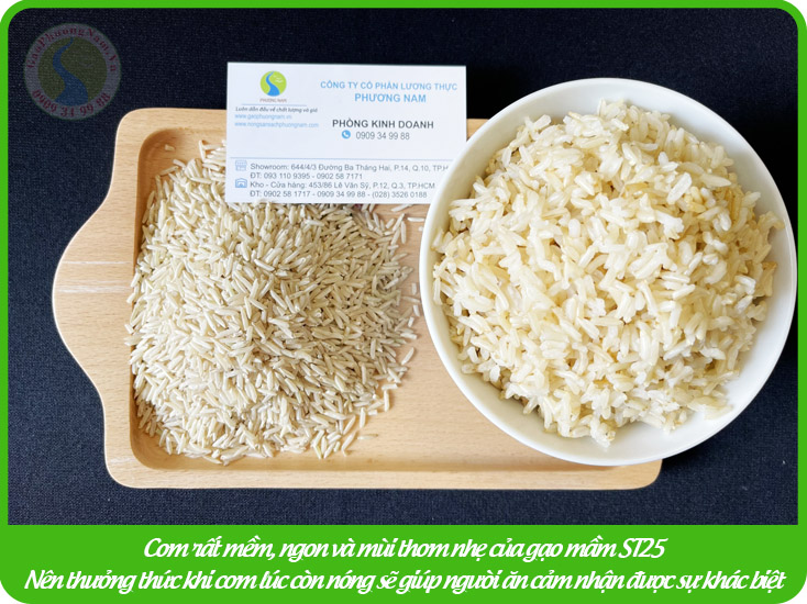 Cơm rất mềm, ngon và mùi thơm nhẹ của gạo ST25 - gạo mầm gaba st25
