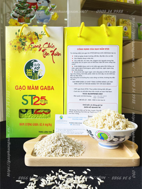 Gạo mầm ST25 giàu chất GABA chính hãng ông Cua - gaophuongnam.vn