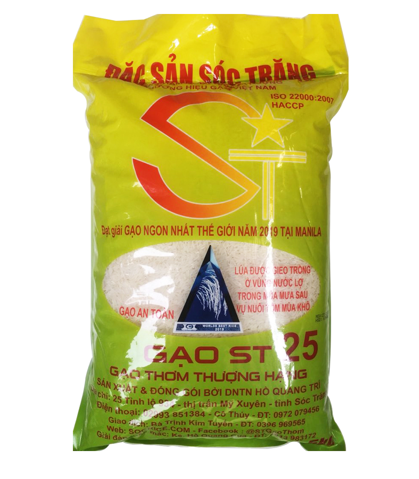 Gạo ST25 (túi 5kg): LOẠI LÚA TÔM trồng tại khu vực nuôi tôm nước lợ