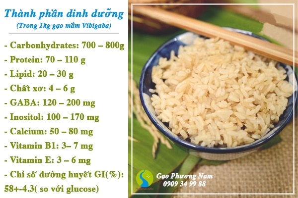 Thành phần dinh dưỡng trong 1kg Gạo mầm Vibigaba