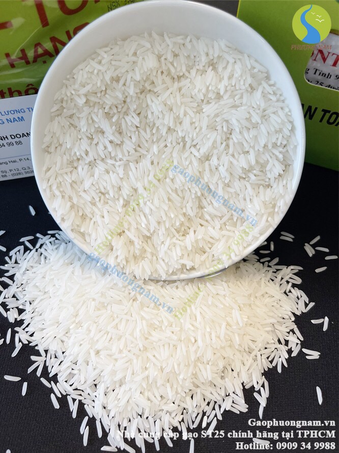 Hình ảnh hạt gạo ST25 - gaophuongnam.vn
