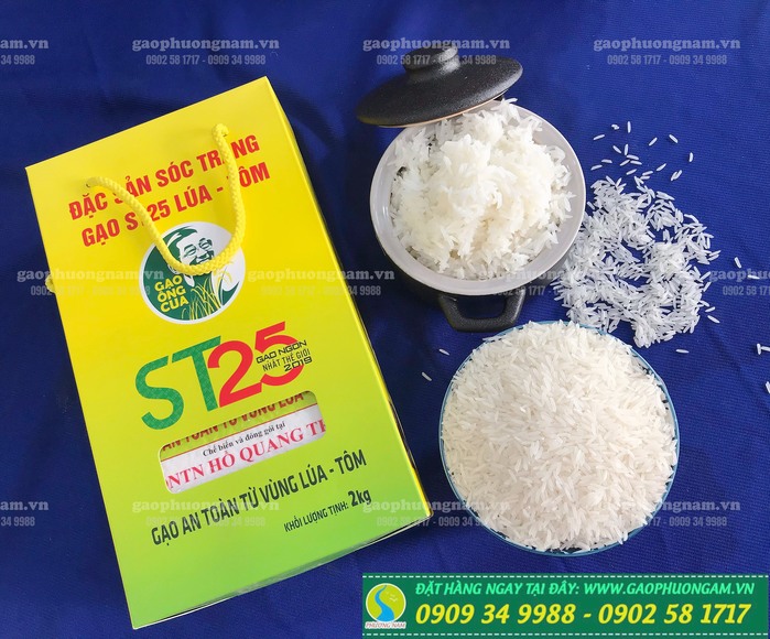 Gạo ST25 (Gạo ông CUa) lúa tôm hộp 2kg 