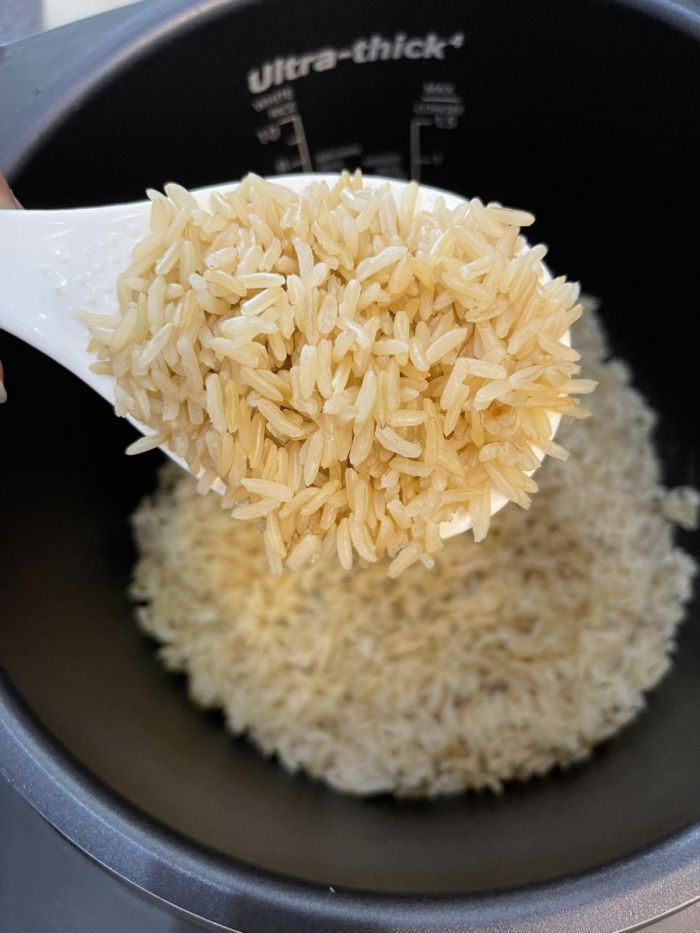 Cơm gạo mầm Vibigaba sau khi nấu: mềm, rất dễ ăn và ngon