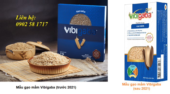 Gạo mầm Vibigaba mẫu bao bì TRƯỚC năm 2021 và SAU năm 2021