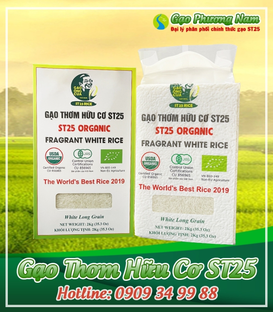 Gạo Hữu Cơ ST25 (Organic tiêu chuẩn USDA) - Hộp 2kg
